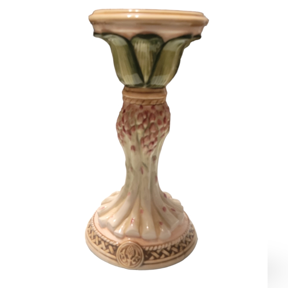 Fitz & Floyd  Giardino Asparagus Pillar 9.25" Candle Holder